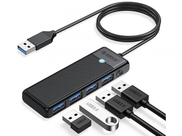PCのUSB不足を手軽に解消、ORICOの1mケーブル採用4ポートUSB 3.0ハブ