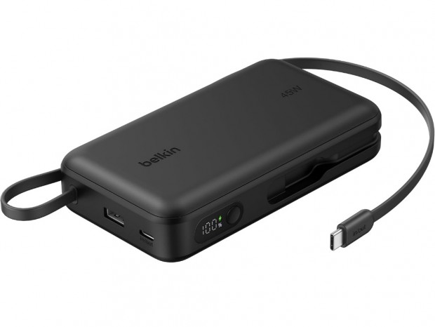 ベルキン、45W急速充電対応のケーブル・ディスプレイ一体型モバイルバッテリー