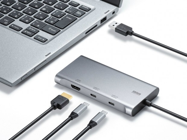 USB Type-Cケーブル1本で3画面同時出力に対応する変換アダプター