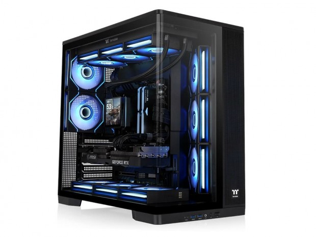 曲面強化ガラス採用のパノラマデザインPCケース、Thermaltake「Arcus 380 TG ARGB」