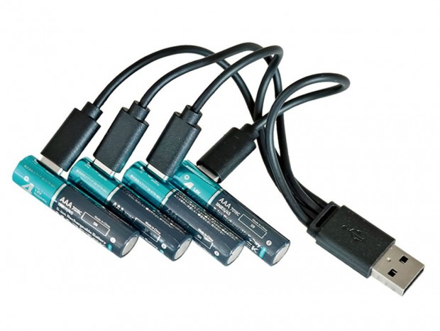 エアリア、Type-Cケーブルで直接充電できる単3/4形リチウムイオン充電池