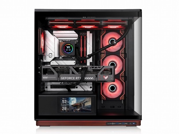 Thermaltake、曲面ガラスやフィギュア用お立ち台を採用したピラーレスケース「Stage 500 TG ARGB」