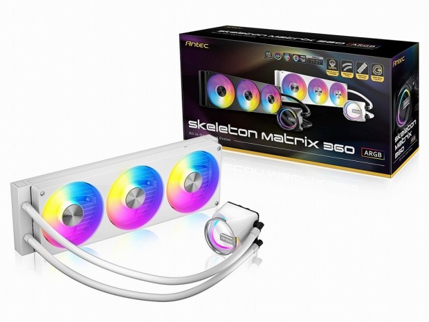 サイバー感あるスケルトンフレームヘッドのAIO水冷、Antec「Skeleton Matrix 360 ARGB White」