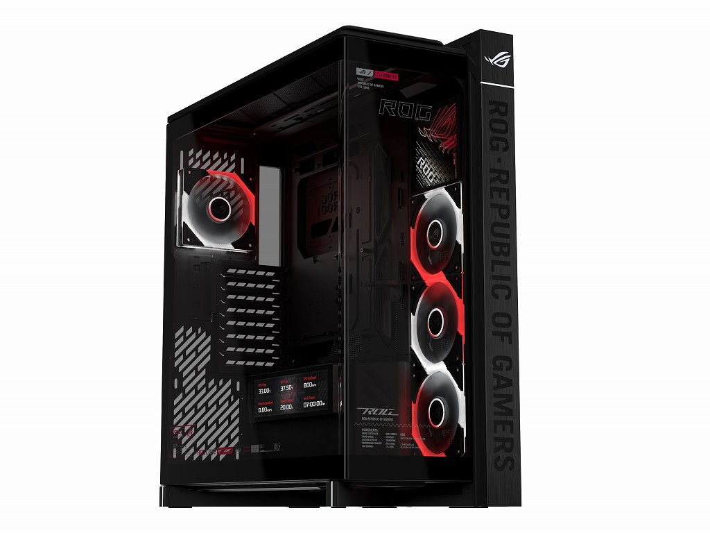 ASUS、ファン14基が搭載できる9.2インチLCD付きピラーレスPCケース
