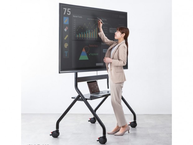 100型・100kgまで対応。ハンドルで高さを変えられる大型ディスプレイスタンド