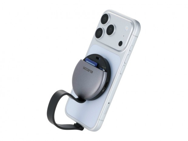 スマホに貼り付くMagSafe対応カードリーダーがエレコムから