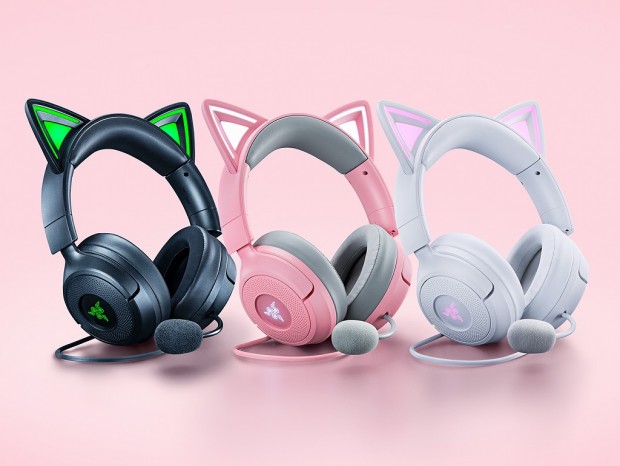 Razer、Type-C接続の最新ネコミミゲーミングヘッドセット「Kraken Kitty V3」が来月発売