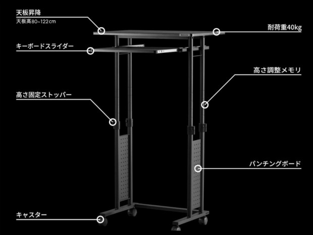 Bauhutte、キャスター付きで移動も設置も自在な昇降デスク「BHD-700C」発売