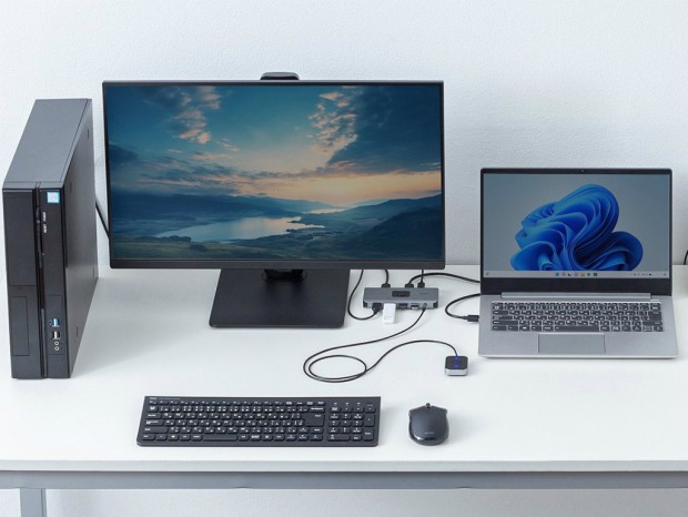 2台のPCで4台のUSB機器を共有できる、手元スイッチ付き切替器がサンワサプライから